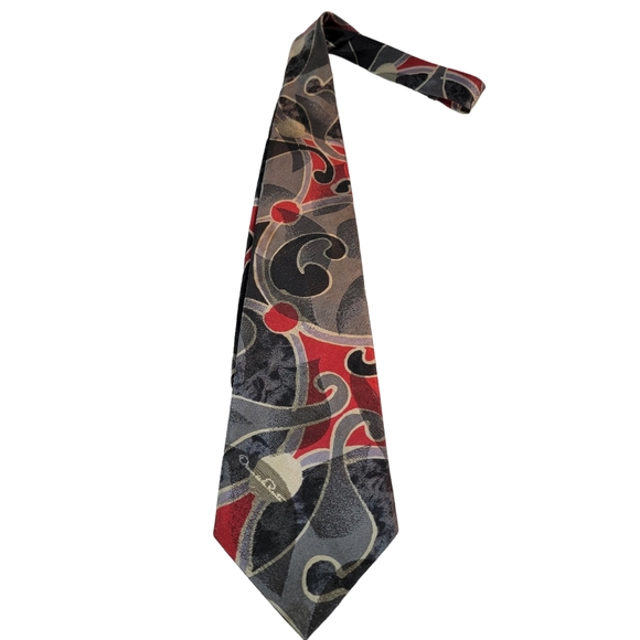 Oscar De La Renta Studio Anstract Print Vintage Made in USA Tie - Picture 4 of 12